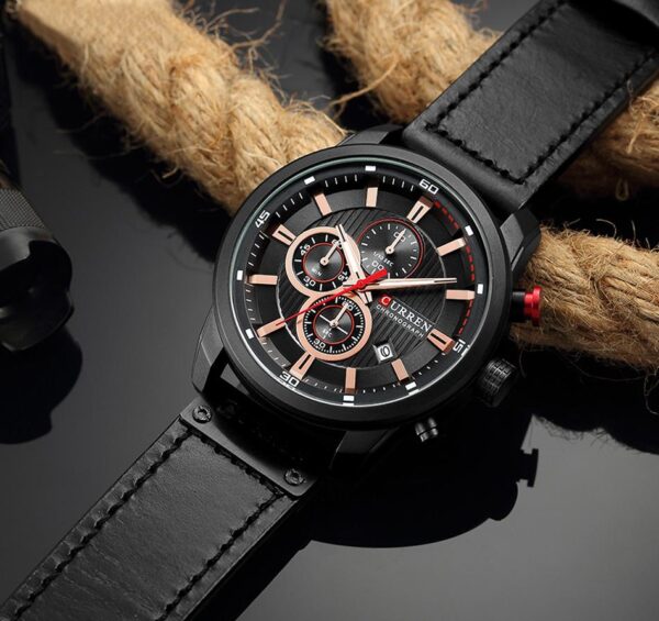 Reloj Curren Original Cuero Cronografo M8291 Negro - Cafe - Azul