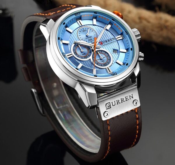 Reloj Curren Original Cuero Cronografo M8291 Negro - Cafe - Azul