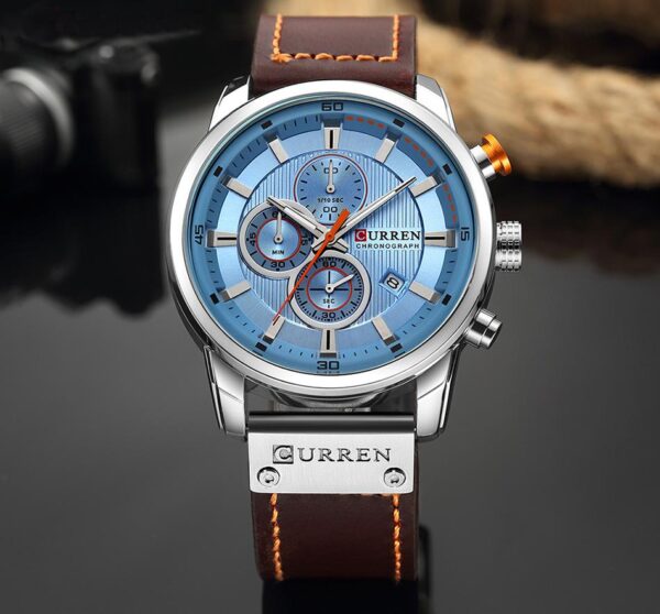 Reloj Curren Original Cuero Cronografo M8291 Negro - Cafe - Azul